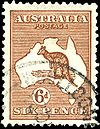 6d "kangaroo & map", used at Woolloongabba Queensland