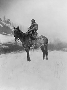 Scout in Winter at Crow people, by Edward S. Curtis (restored by Keraunoscopia)