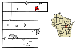 Location of Clintonville in Waupaca County, Wisconsin.