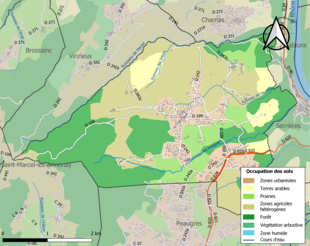 Carte en couleurs présentant l'occupation des sols.