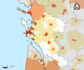 Localisation de l'aire d'attraction de la Tremblade dans le département de la Charente-Maritime.