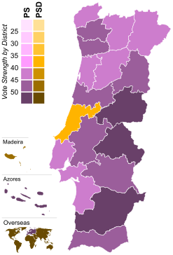 Strongest party by district.