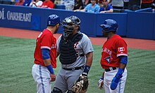 Bautista and Pena get into an argument after a play at the plate. (9188259614)