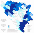 Udio srpskog jezika u Bosni i Hercegovini po općinama 2013. godine