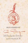 Detail of a reverse of a carte de visite showing Silvy's logo, 30 April, 1861