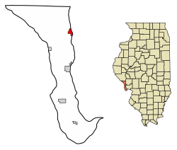 Location of Kampsville in Calhoun County, Illinois.