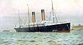 Ships of the White Star Line, such as the RMS Oceanic pictured here, and the Titanic, had buff funnels with black tops.