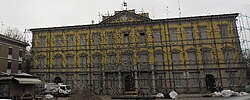 The town hall after the 2012 earthquake.