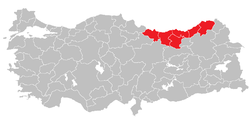 Location of East Black Sea Region