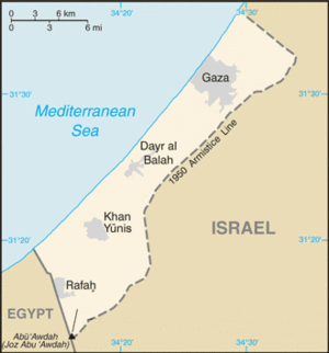 1949년 휴전 조약 이후의 가자 지구.