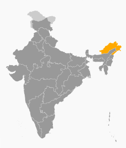 Location of Arunachal Pradesh in India