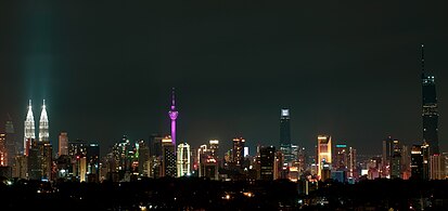 Four of the tallest structures in Kuala Lumpur in a single panorama, April 2024.