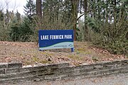 A sign reading "Lake Fenwick Park"