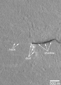 Martian Dust Devil - in Amazonis Planitia (April 10, 2001) (also) (video (02:19)).