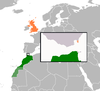 Location map for Morocco and the United Kingdom.