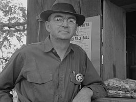 A Josephine County, Oregon deputy sheriff pictured in 1939 wearing civilian clothes. Particularly in rural areas, sheriff's offices were slow to adopt uniforms.