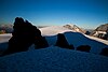 Blick über den Petersgrat von unterhalb des höchsten Punktes aus nach Südwesten zur Gletscherkuppe, dahinter das Balmhorn