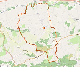 Carte en couleurs représentant les limites d'une commune.