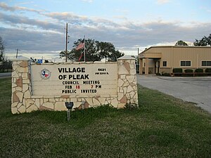 Marquee in front of Pleak City Hall