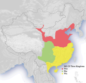 기원후 262년경 촉한의 영토(초록색).