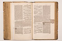 Sebastian Münster, Biblia Hebraica: Latin translation of the Hebrew Bible printed by Heinrich Petri and Michael Isengrin, 1546, Basel, in the collection of the Jewish Museum of Switzerland.