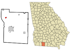 Location in Thomas County and the state of Georgia