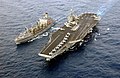 The aircraft carrier USS Harry S. Truman comes alongside John Lenthall for refueling on 3 April 2003.
