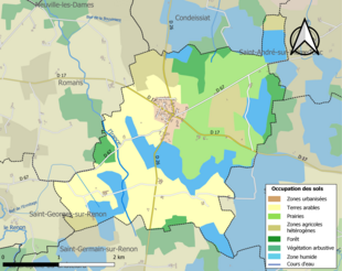 Carte en couleurs présentant l'occupation des sols.