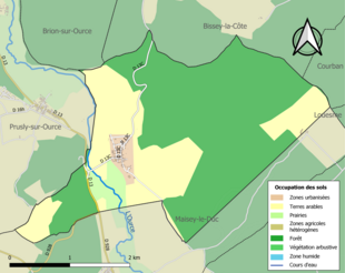 Carte en couleurs présentant l'occupation des sols.