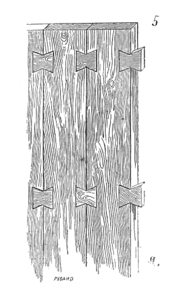 Dessin d'une aronde taillée à mi-bois, par Viollet-Le-Duc.