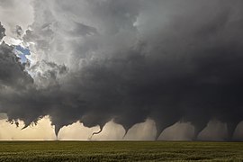 Evolution of a Tornado, a photomontage of the formation of a tornado north of Minneola, Kansas on May 24, 2016, by Jason Weingart