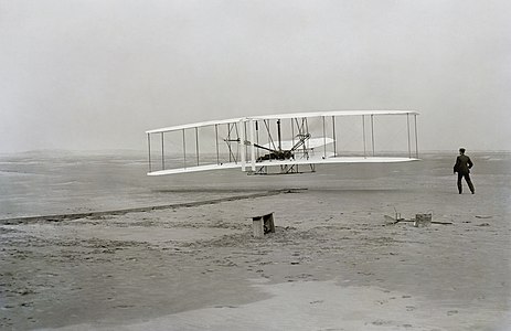 Wright Flyer, by John T. Daniels (edited by Durova)