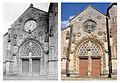 Le portail principal de l'église en 1915 et 2012.