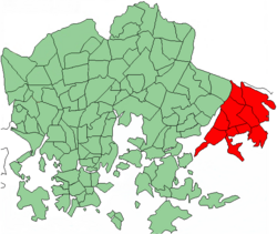 Position of Vuosaari within Helsinki