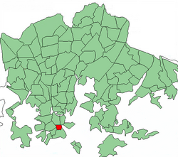 Position of Kaartinkaupunki within Helsinki