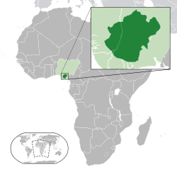 Location of Igboland (dark green) – in Africa (green & dark grey) – in Nigeria (green)