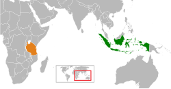 Map indicating locations of Indonesia and Tanzania