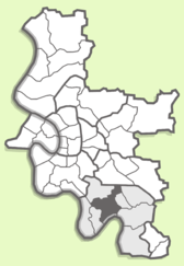 Localisation du quartier de Rath au sein de l'arrondissement sur une carte de Düsseldorf