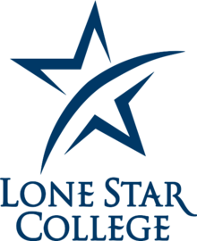 Logo of Lone Star College in a shape of Texas State with its approximate location