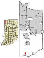 Location of Schneider in Lake County, Indiana.