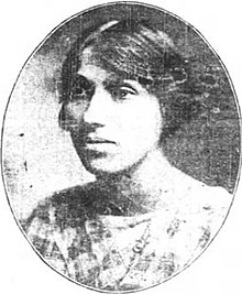 Newspaper photo of an African-American woman in an oval frame.