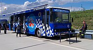A police bus used by the Prague Municipal Police in Prague, Czech Republic.