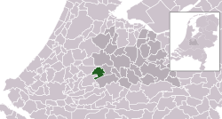 Highlighted position of Oudewater in a municipal map of Utrecht