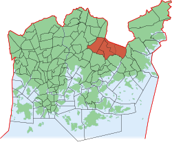 Kaupungin kartta, jossa Mellunkylä korostettuna. Helsingin kaupunginosat
