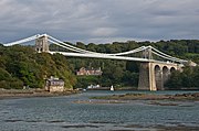 The A5 crosses the Menai Strait using the Menai Suspension Bridge