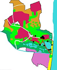 Colourful reserve map showing usage of different areas and how the reserve comes out to meet the coast.