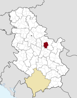 Location of the municipality of Petrovac within Serbia