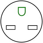 NEMA 6-15 (Green "U"-shaped contact is ground.)