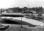 Nexø hamn med M/S Østbornholm bombad efter ryska bombningar 7-8 maj 1945