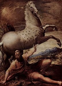 La conversión de San Pablo, Óleo sobre lienzo, 117,5 x 128 cm, Kunsthistorisches Museum (Viena). Actualmente atribuido a Parmigianino